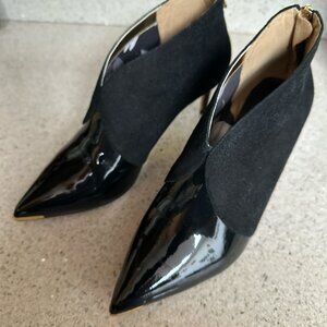 Ted Baker black suede/leather high hill ankle  booties 37.5